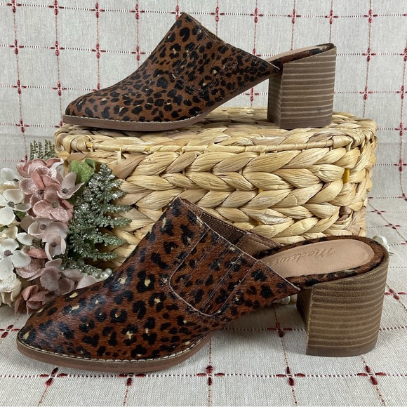 Madewell “The Carey” Mule Real Calf Hair Slip On Mules Sz 6 NWOB Leopard Print - Picture 6 of 8